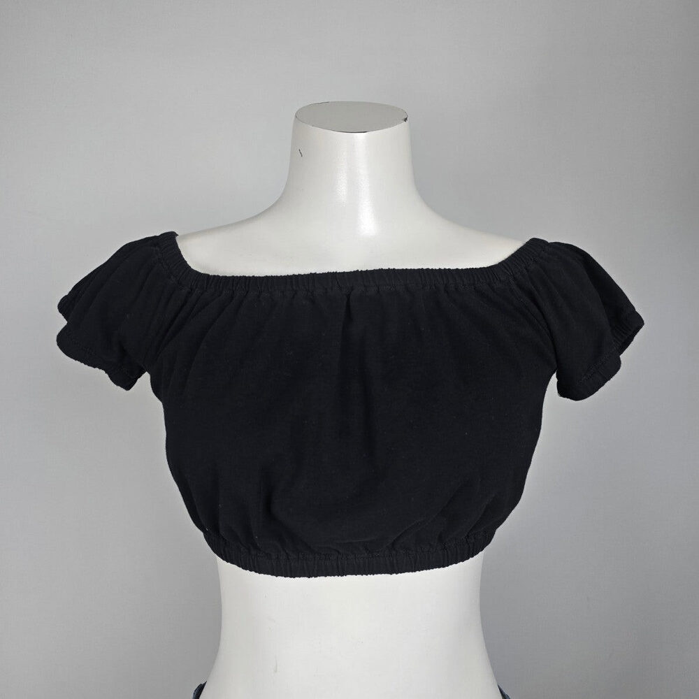 Wilfred Black Cotton Cropped Top Size S